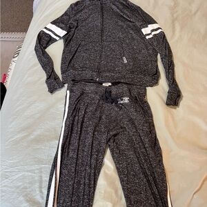 PINK Victoria's up Charcoal and White Jogger Set